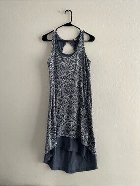 Mododoc Navy and White Sleeveless High-Low Dress